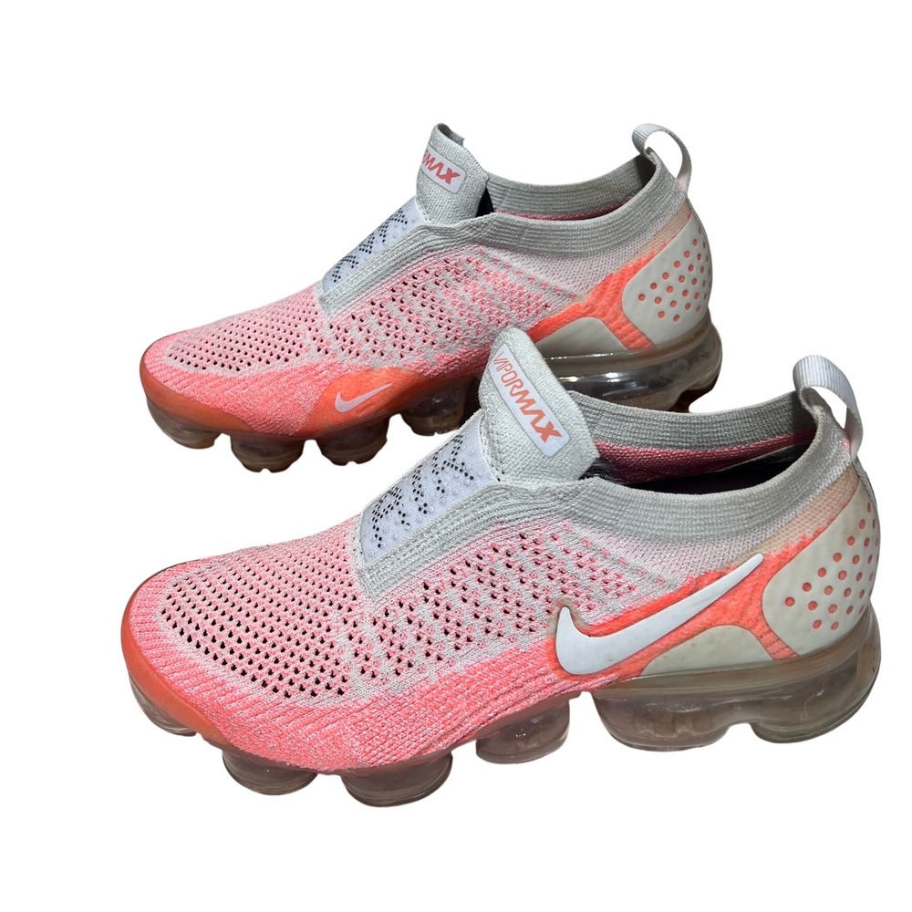 Nike Air VaporMax Moc 2 NikeID Orange White Flyknit Laceless Run Shoes Women 8